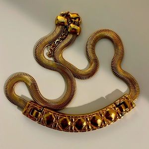 Dior gold tone snake choker necklace